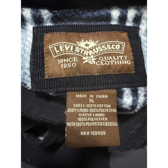 LEVI STRAUSS & CO - Mens XL Navy Blue Corduroy Fleece Lined Shirt Shacket Jacket - Picture 6 of 6